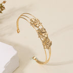 Women Open Bangle with Artistic Flower Motif Calm Wears-https://detail.1688.com/offer/970224484318.html-Calm Wears-Silver-Calm Wears