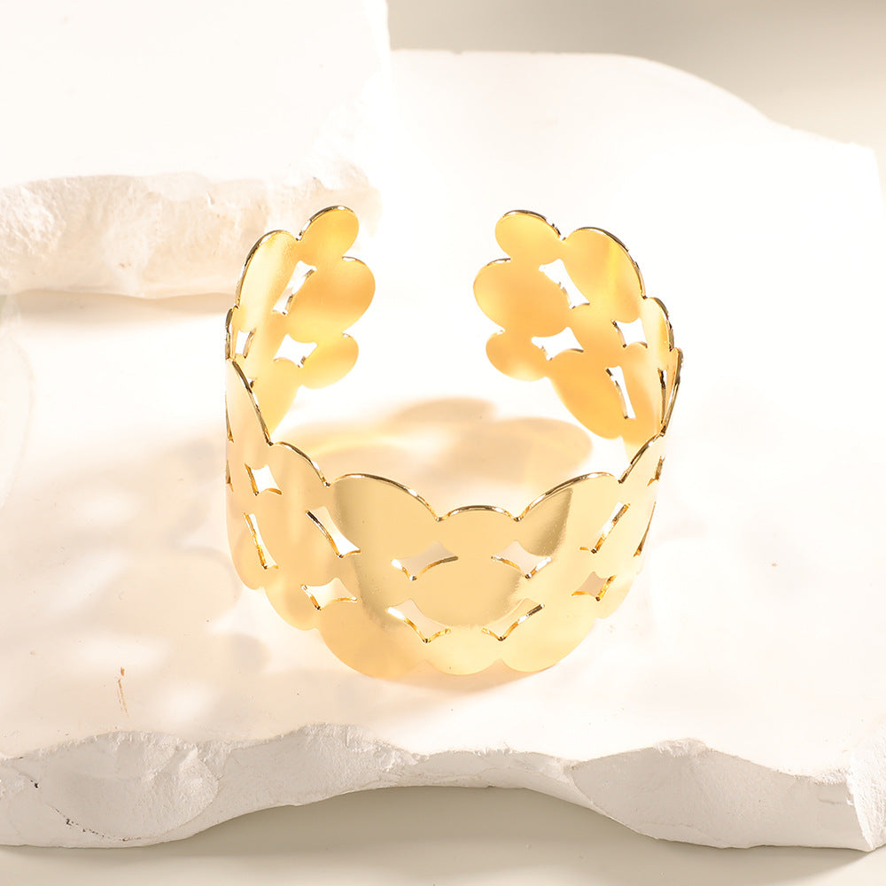 Women Open Bangle with Artistic Relief Design Calm Wears-https://detail.1688.com/offer/1045189236249.html-Calm Wears-Calm Wears