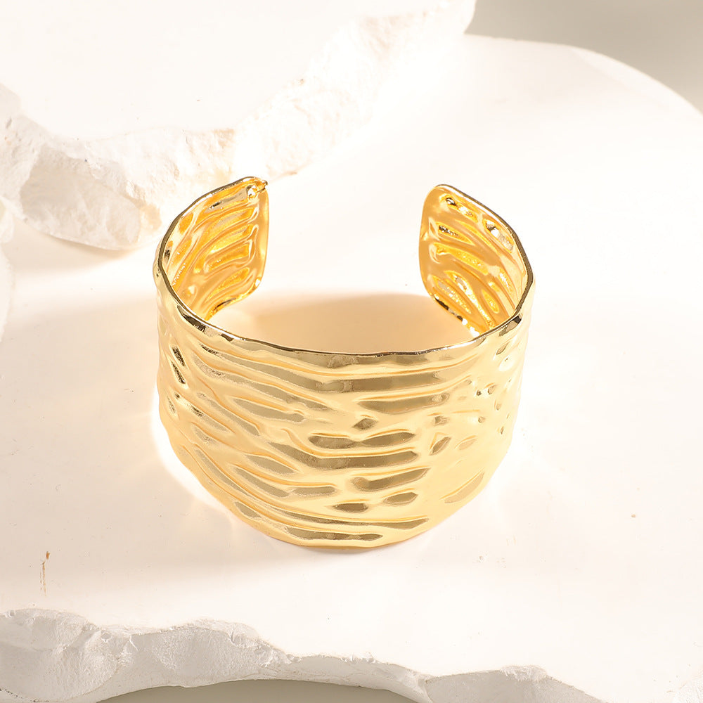 Women Open Bangle with Artistic Relief Design Calm Wears-https://detail.1688.com/offer/1045189236249.html-Calm Wears-None-Calm Wears