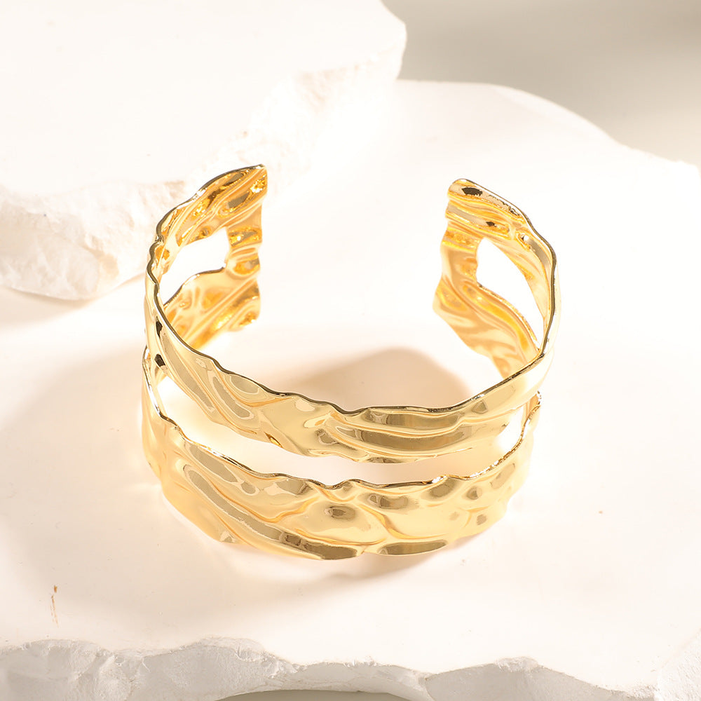 Women Open Bangle with Artistic Relief Design Calm Wears-https://detail.1688.com/offer/1045189236249.html-Calm Wears-Unknown-Calm Wears