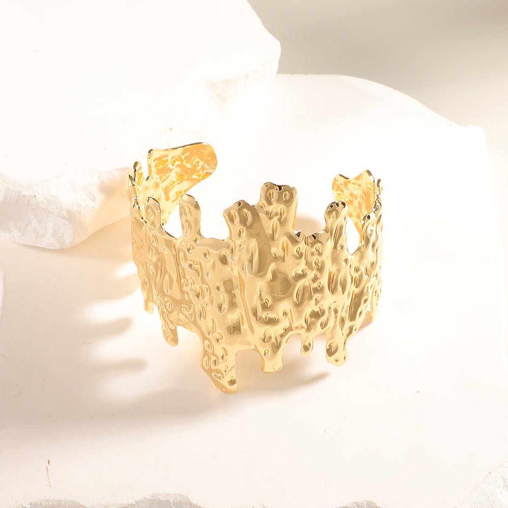 Women Open Bangle with Artistic Relief Design Calm Wears-https://detail.1688.com/offer/1045189236249.html-Calm Wears-Unknown-Calm Wears