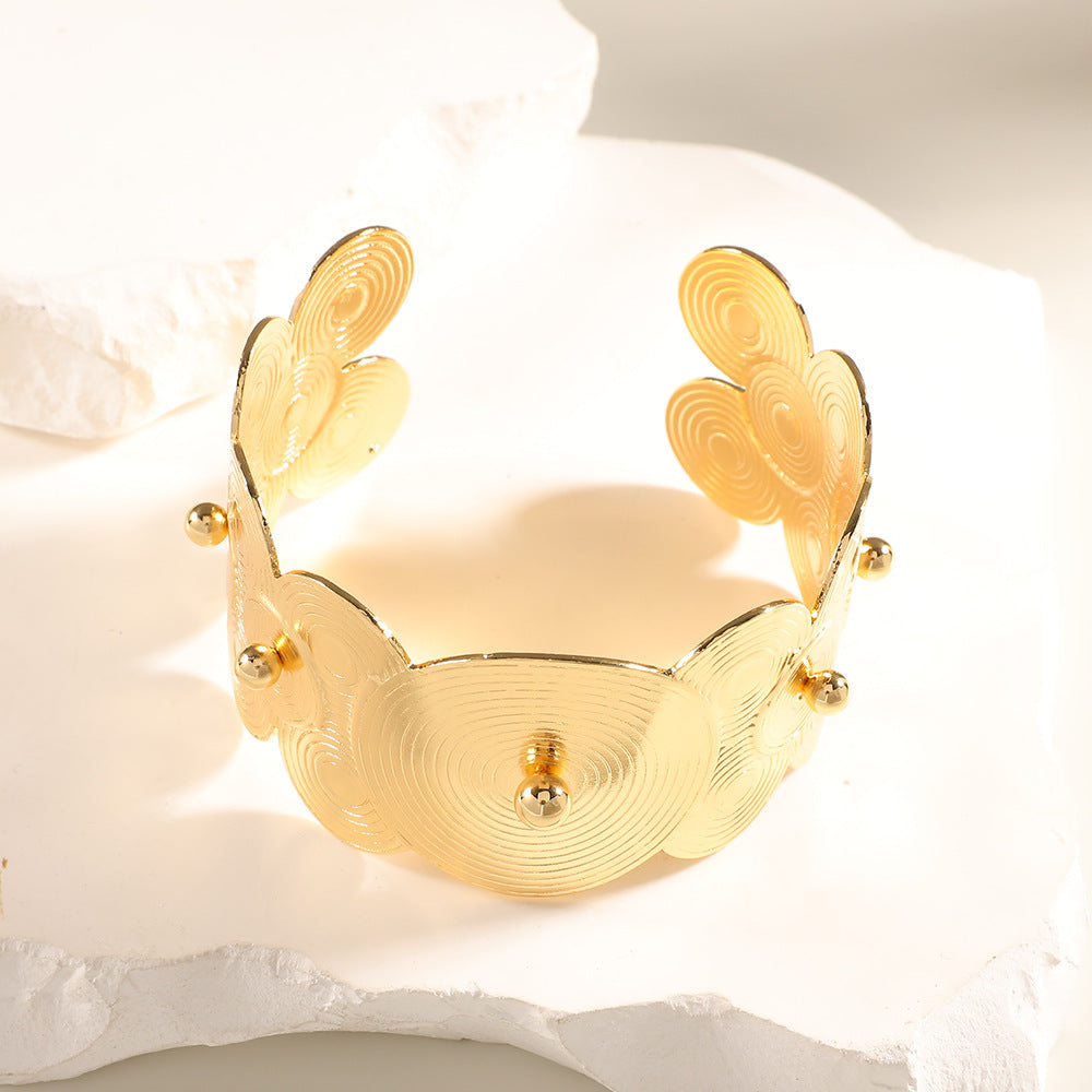 Women Open Bangle with Artistic Relief Design Calm Wears-https://detail.1688.com/offer/1045189236249.html-Calm Wears-Unknown-Calm Wears