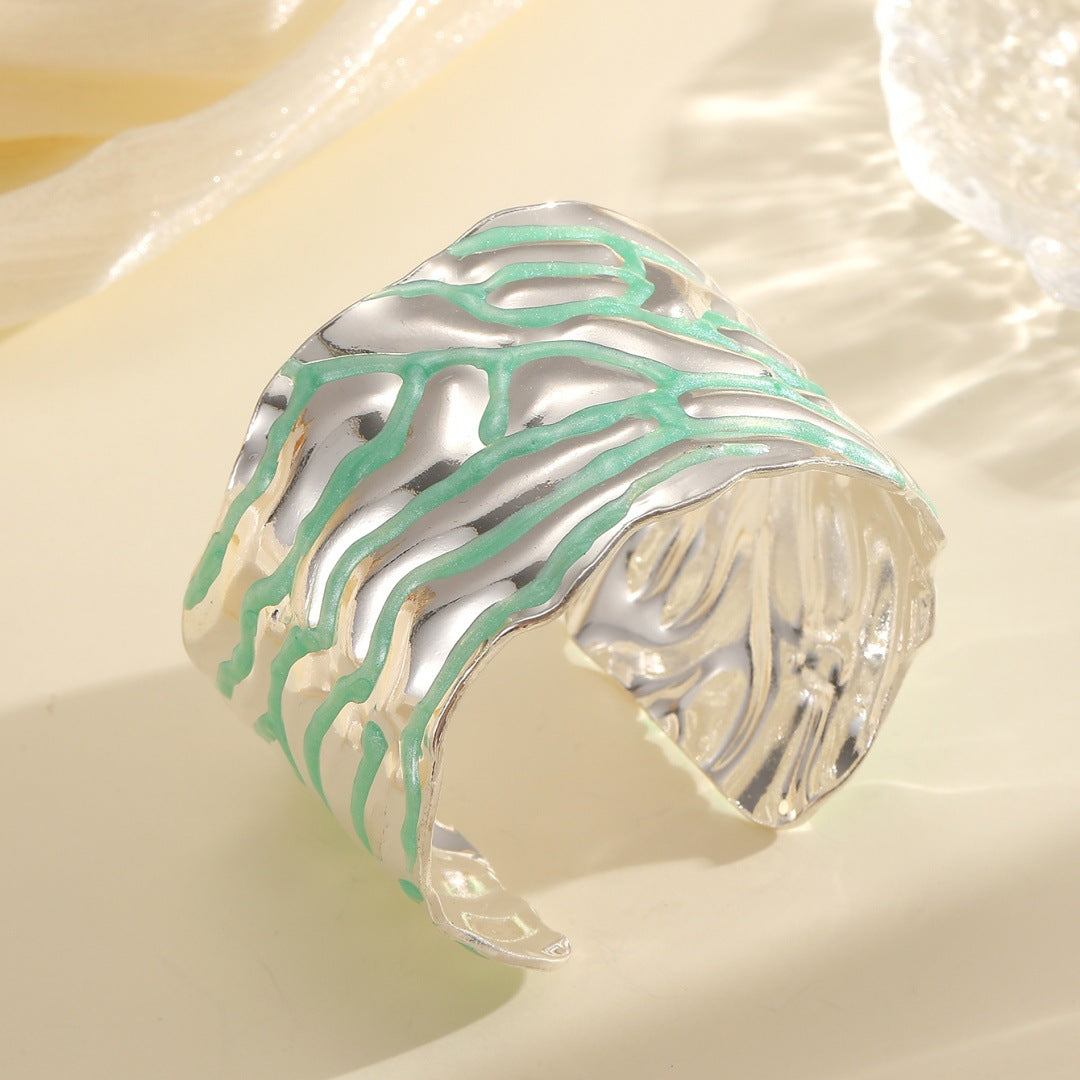 Women Open Bangle with Artistic Wave Pattern Calm Wears-https://detail.1688.com/offer/963909960929.html-Calm Wears-Calm Wears