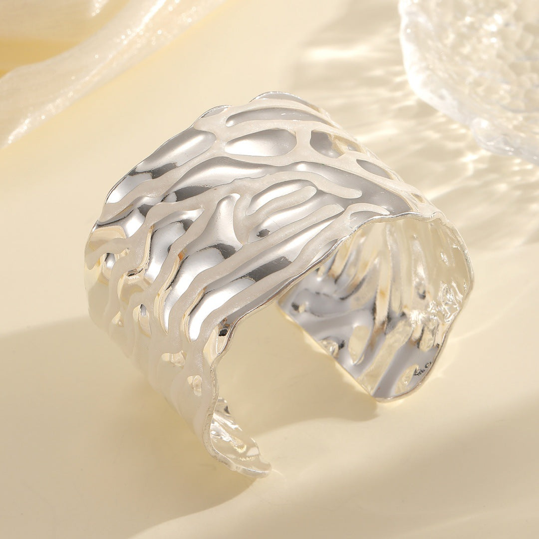 Women Open Bangle with Artistic Wave Pattern Calm Wears-https://detail.1688.com/offer/963909960929.html-Calm Wears-Style 5-Calm Wears