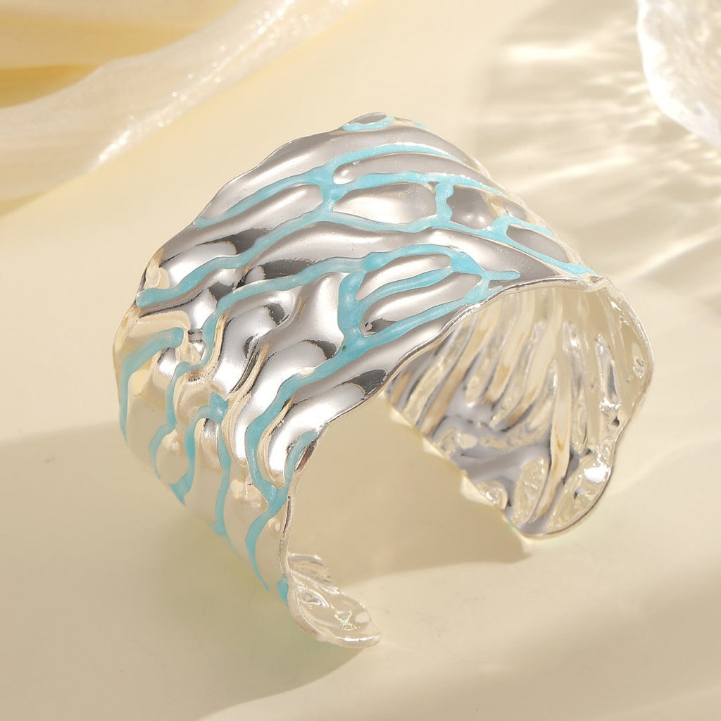 Women Open Bangle with Artistic Wave Pattern Calm Wears-https://detail.1688.com/offer/963909960929.html-Calm Wears-Style 5-Calm Wears