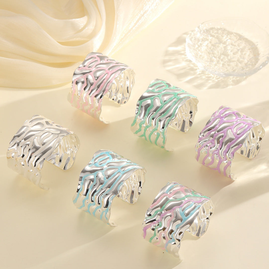 Women Open Bangle with Artistic Wave Pattern Calm Wears-https://detail.1688.com/offer/963909960929.html-Calm Wears-Style 5-Calm Wears