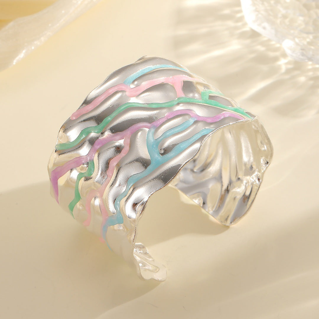 Women Open Bangle with Artistic Wave Pattern Calm Wears-https://detail.1688.com/offer/963909960929.html-Calm Wears-Unknown-Calm Wears