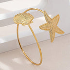 Women Open Bangle with Maritime Star and Shell Design Calm Wears-https://detail.1688.com/offer/1038629508405.html-Calm Wears-Coral-Calm Wears
