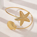Women Open Bangle with Maritime Star and Shell Design Calm Wears-https://detail.1688.com/offer/1038629508405.html-Calm Wears-Coral-Calm Wears