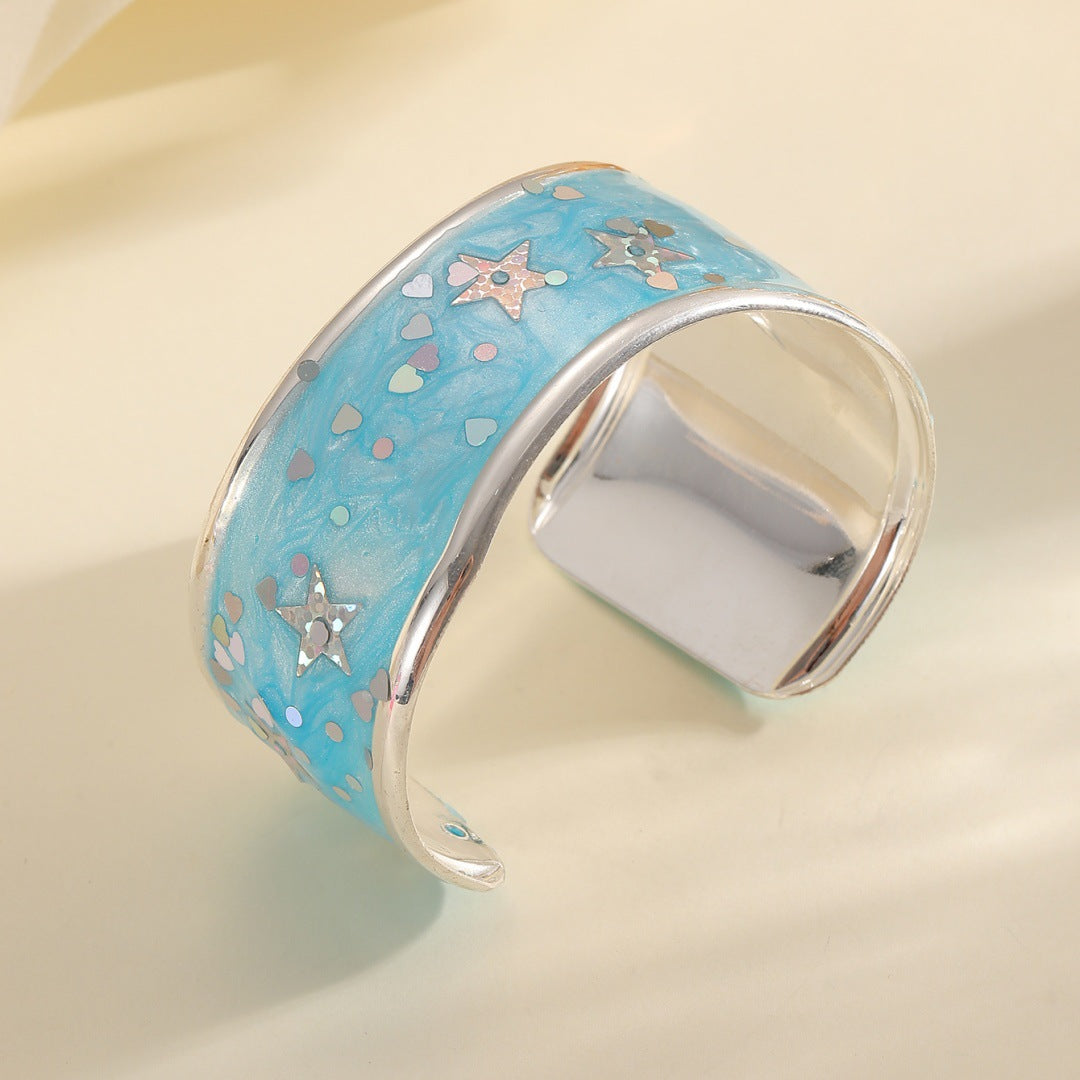Women Open Bangle with Sparkling Star Motif Calm Wears-https://detail.1688.com/offer/962196139493.html-Calm Wears-Style 4-Calm Wears