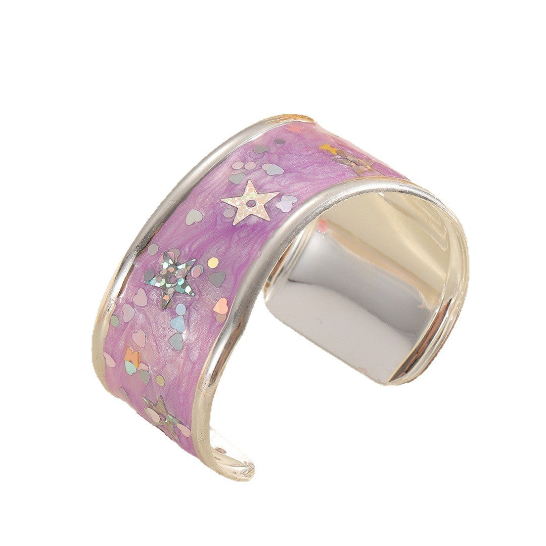 Women Open Bangle with Sparkling Star Motif Calm Wears-https://detail.1688.com/offer/962196139493.html-Calm Wears-Style 5-Calm Wears
