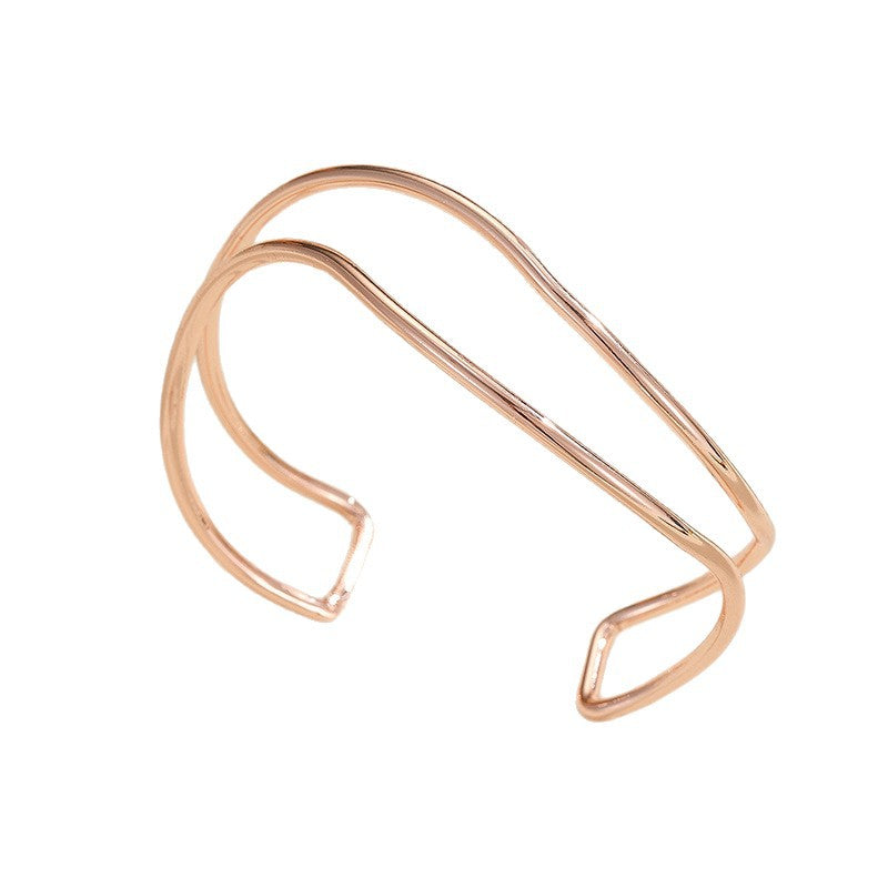 Women Open Bracelet with Curved Design Calm Wears-https://detail.1688.com/offer/761328768780.html-Calm Wears-Rose gold-Calm Wears