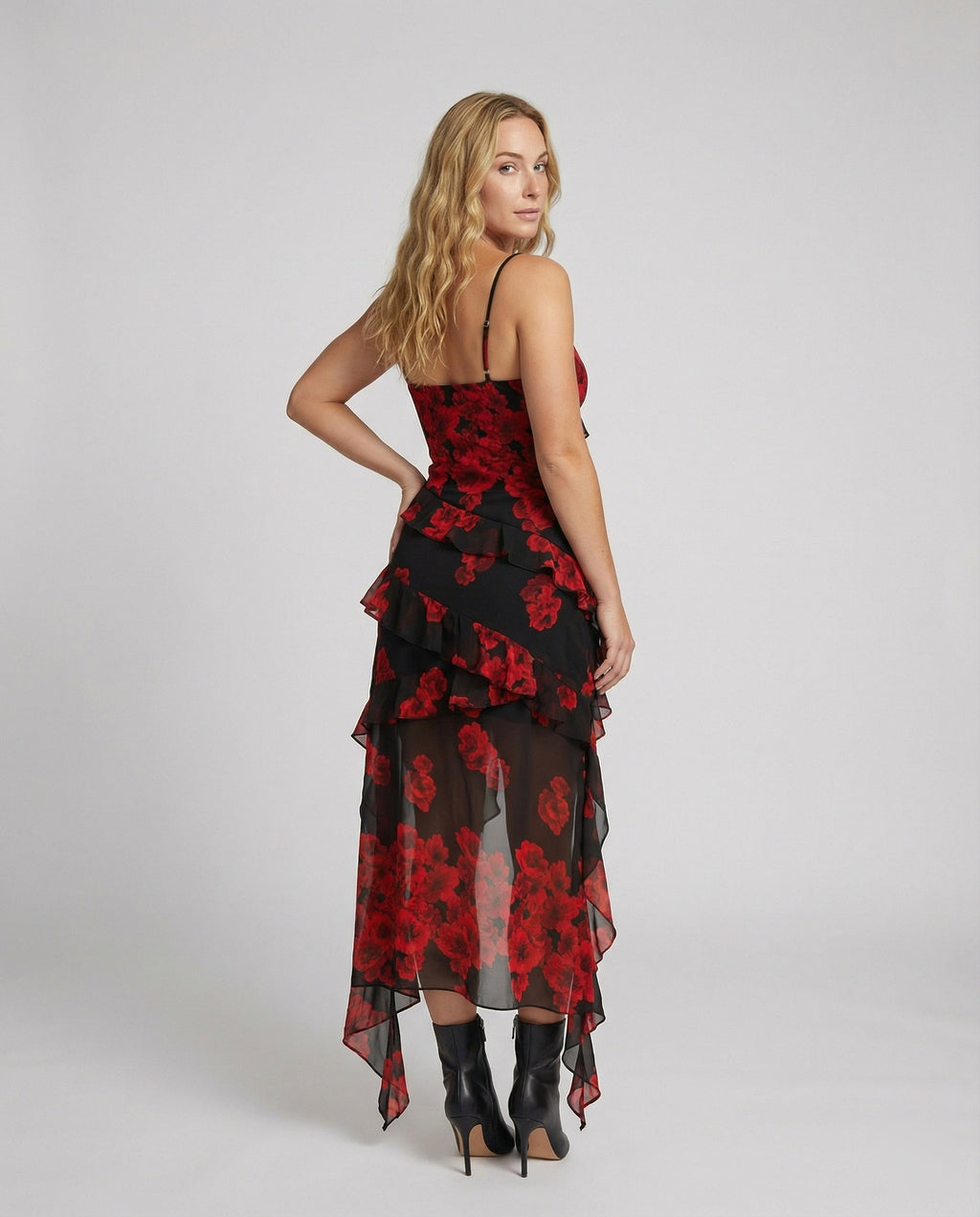 Women Playful Mini Dress with Asymmetrical Cut and Exciting Floral Design-https://detail.1688.com/offer/966081996943.html-Calm Wears-Wine red-S-Calm Wears