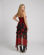 Women Playful Mini Dress with Asymmetrical Cut and Exciting Floral Design-https://detail.1688.com/offer/966081996943.html-Calm Wears-Wine red-S-Calm Wears