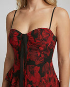 Women Playful Mini Dress with Asymmetrical Cut and Exciting Floral Design-https://detail.1688.com/offer/966081996943.html-Calm Wears-Wine red-S-Calm Wears