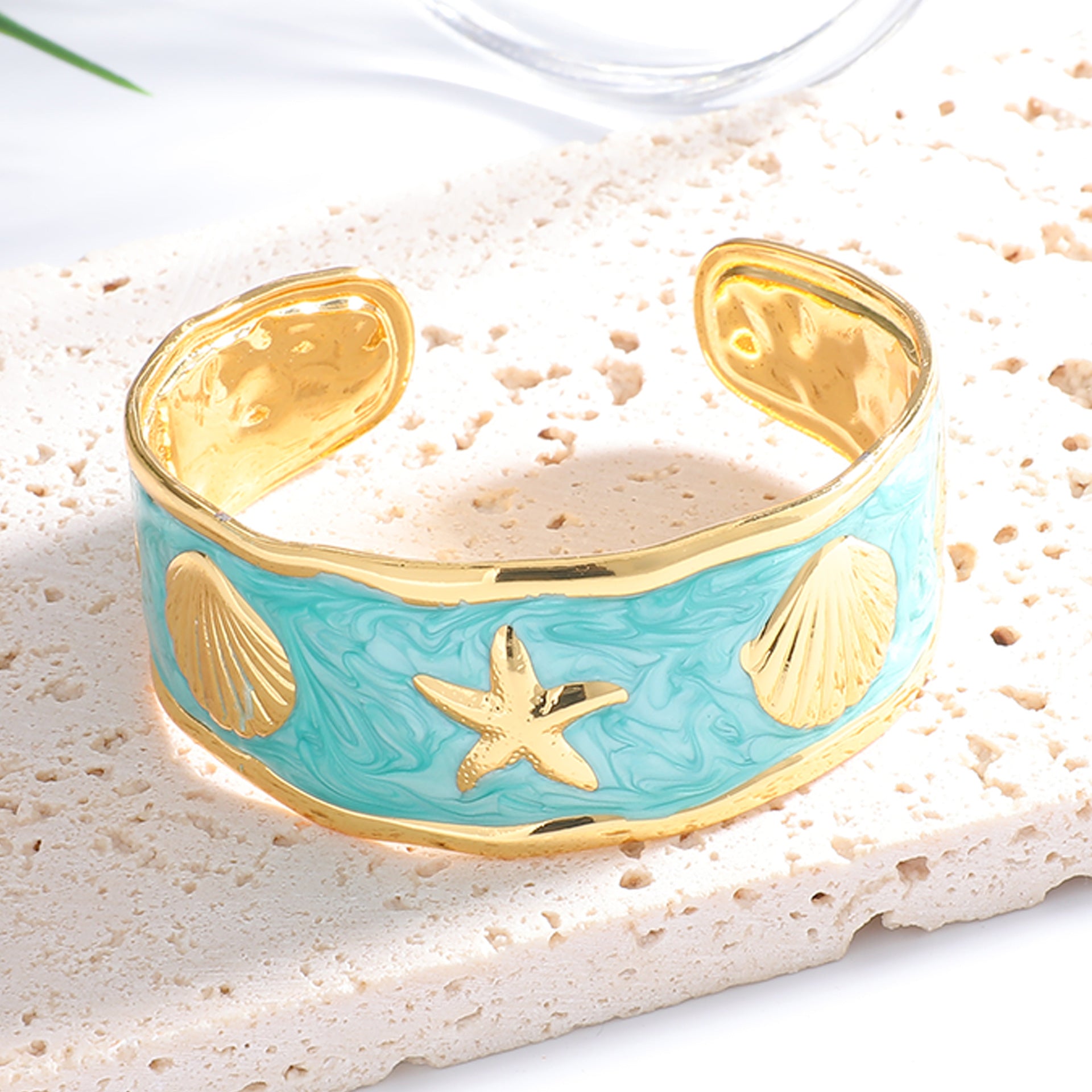 Women's Bangle with Maritime Shell and Starfish Design Calm Wears-https://detail.1688.com/offer/1058224532200.html-Calm Wears-Blue-Calm Wears