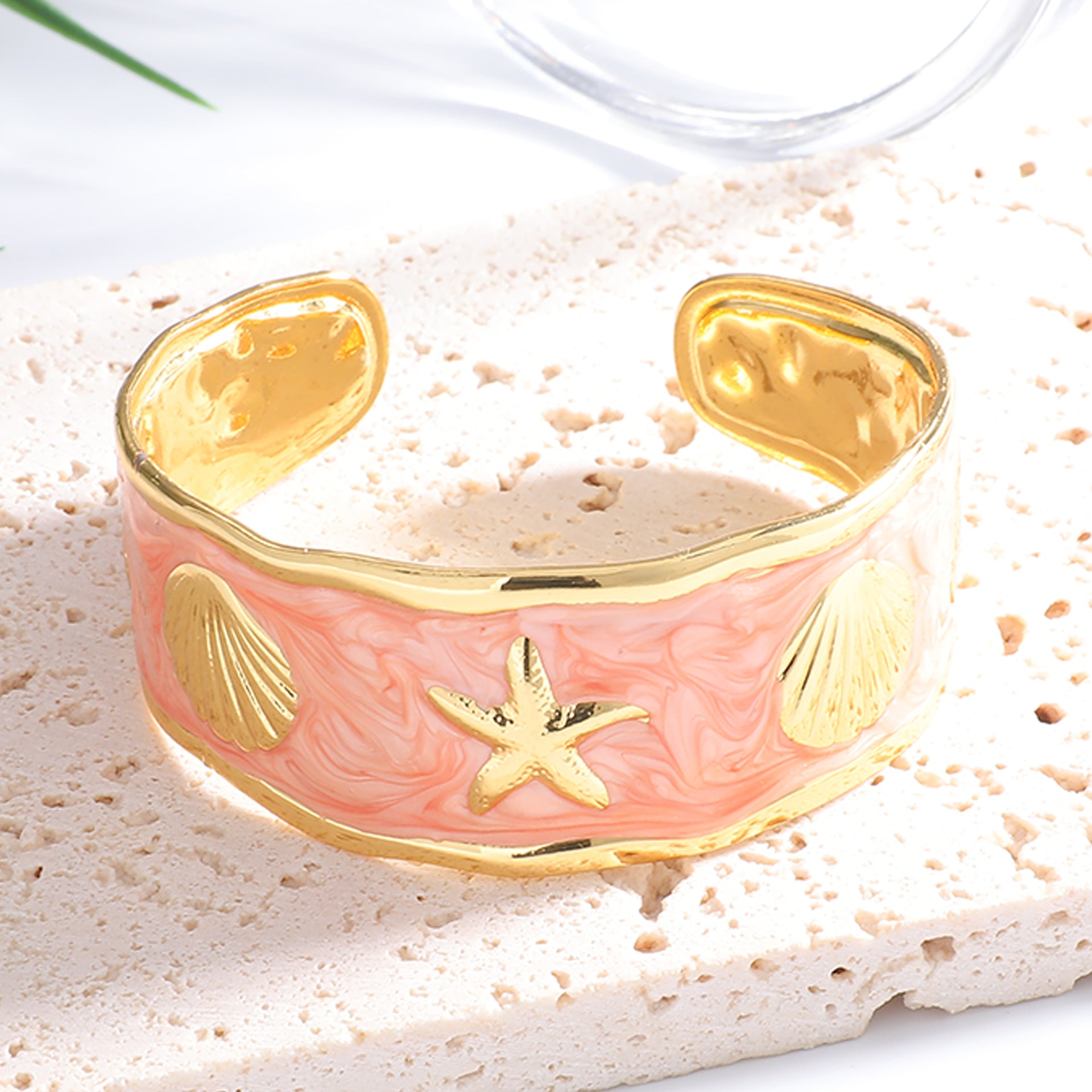 Women's Bangle with Maritime Shell and Starfish Design Calm Wears-https://detail.1688.com/offer/1058224532200.html-Calm Wears-Rosa-Calm Wears