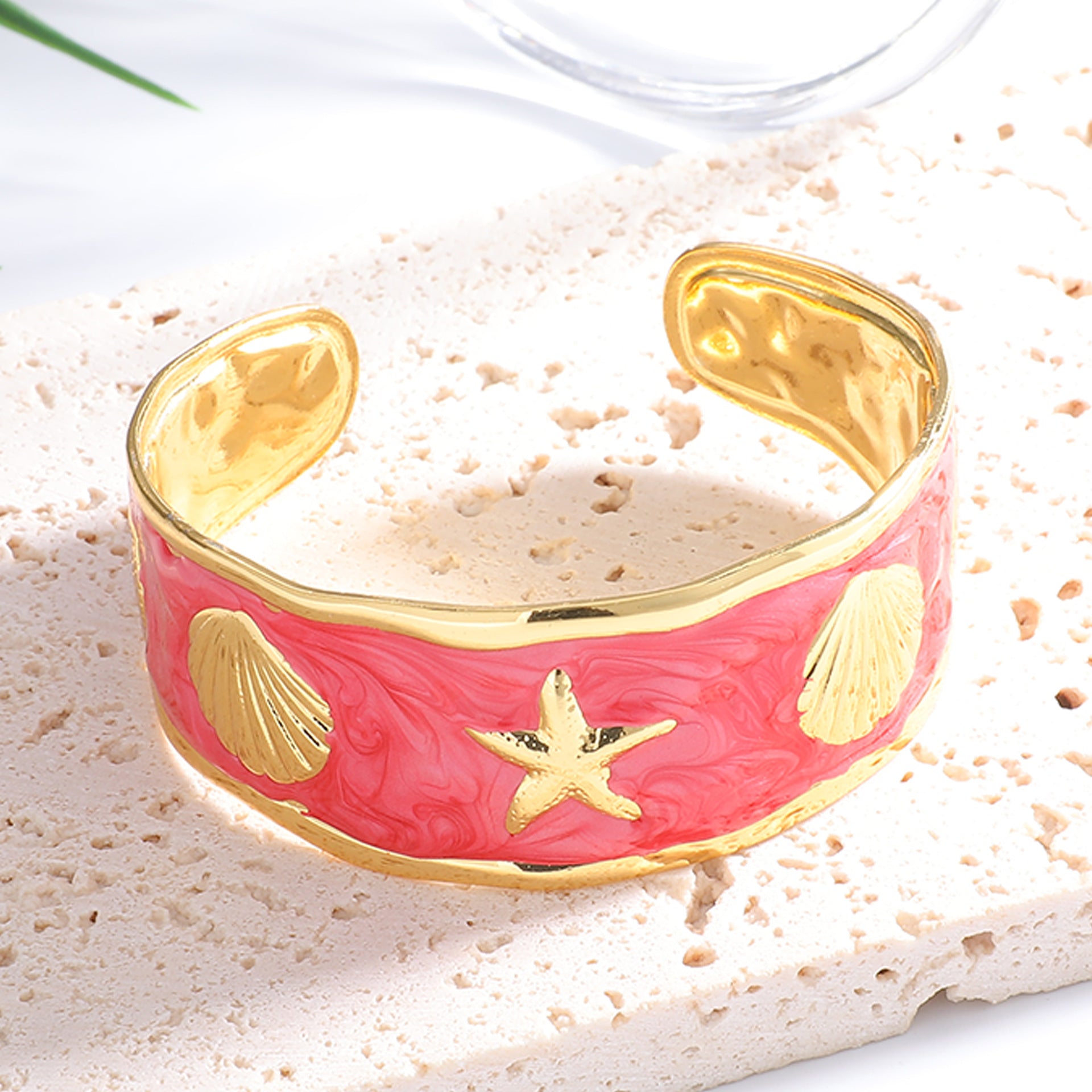 Women's Bangle with Maritime Shell and Starfish Design Calm Wears-https://detail.1688.com/offer/1058224532200.html-Calm Wears-Rot-Calm Wears