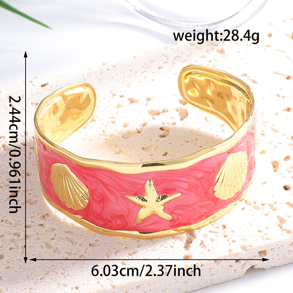 Women's Bangle with Maritime Shell and Starfish Design Calm Wears-https://detail.1688.com/offer/1058224532200.html-Calm Wears-White-Calm Wears