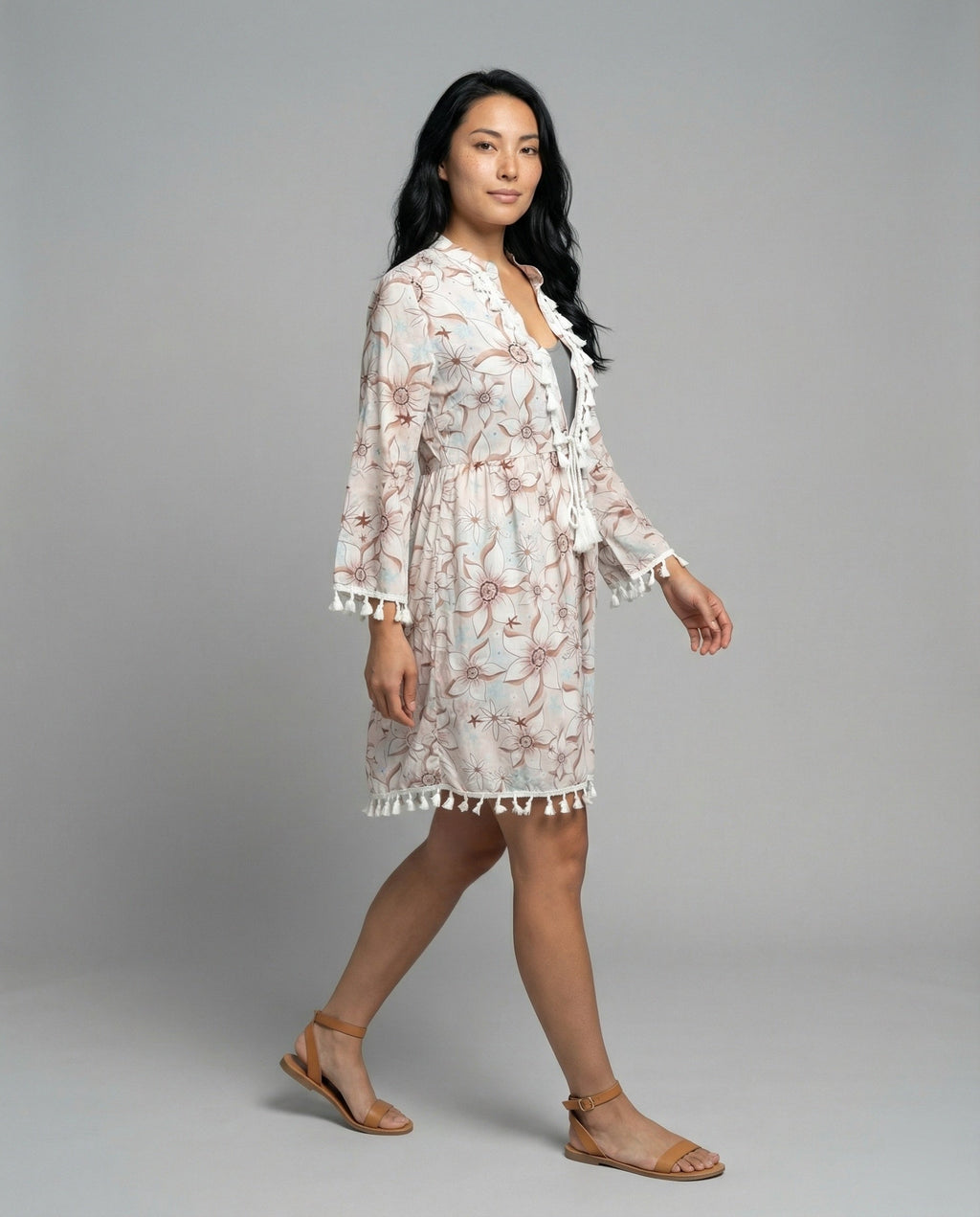 Women's beach dress with high collar and romantic floral pattern-https://detail.1688.com/offer/640145987035.html-Calm Wears-White-S-Calm Wears