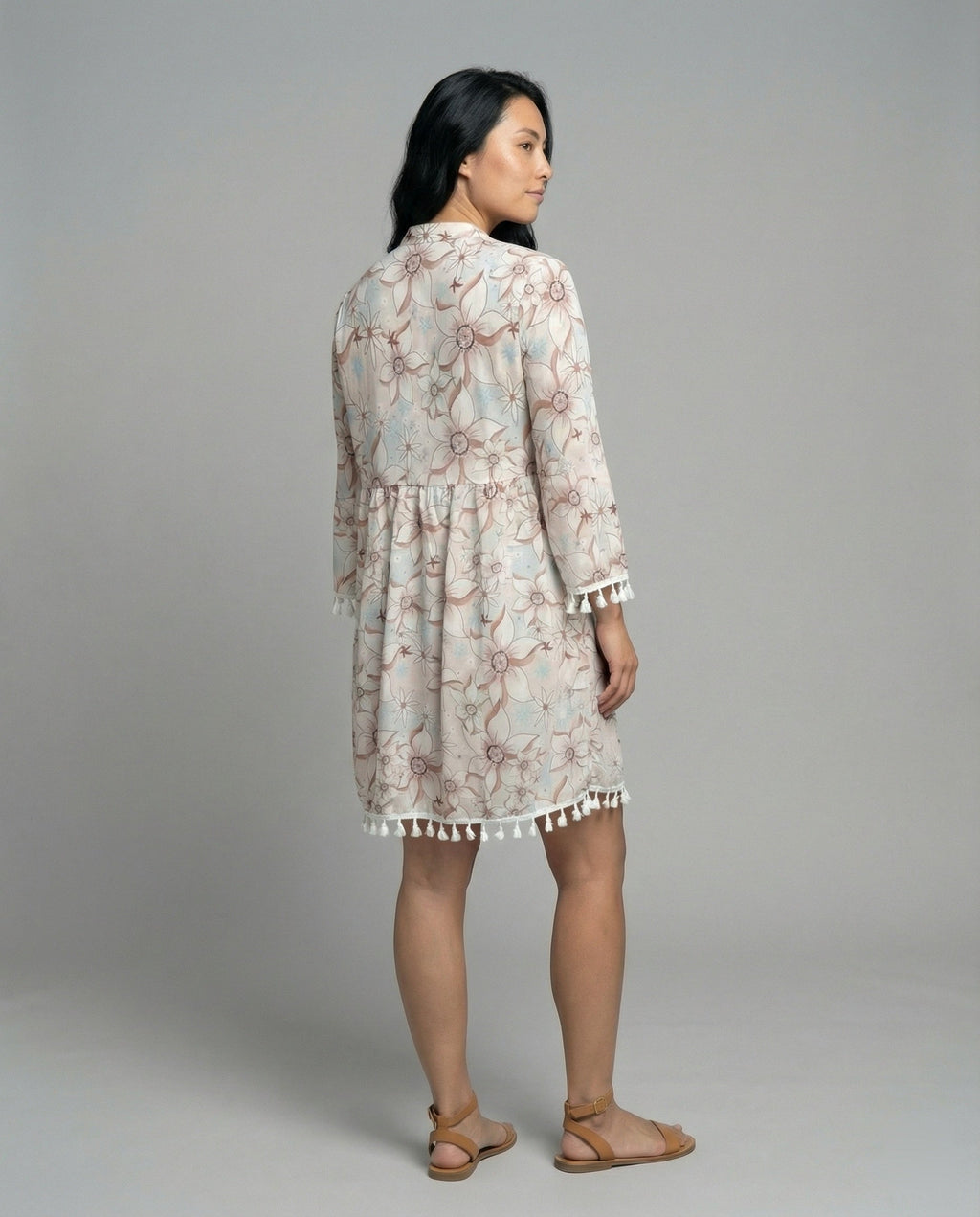 Women's beach dress with high collar and romantic floral pattern-https://detail.1688.com/offer/640145987035.html-Calm Wears-White-S-Calm Wears
