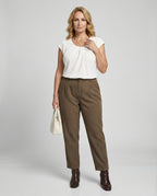 Women's blouse top elegant round neck-https://detail.1688.com/offer/904152482044.html-Calm Wears-Cream-XL-Calm Wears