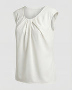 Women's blouse top elegant round neck-https://detail.1688.com/offer/904152482044.html-Calm Wears-Cream-XL-Calm Wears