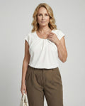 Women's blouse top elegant round neck-https://detail.1688.com/offer/904152482044.html-Calm Wears-Cream-XL-Calm Wears