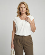 Women's blouse top elegant round neck-https://detail.1688.com/offer/904152482044.html-Calm Wears-Cream-XL-Calm Wears