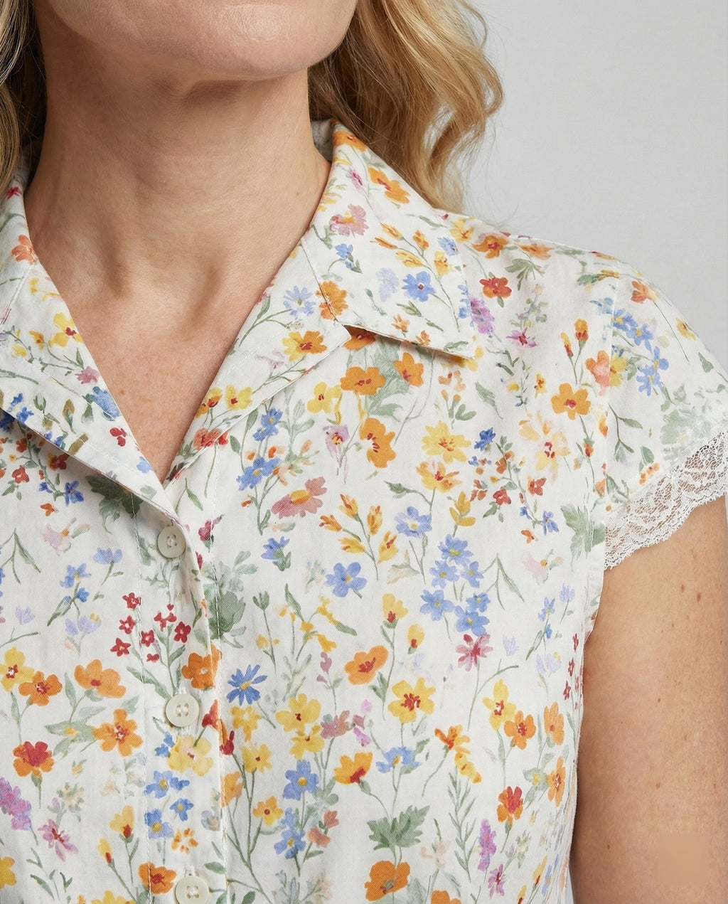 Women's Blouse Top Lace Short Sleeve-https://detail.1688.com/offer/1011521678707.html-Calm Wears-White-S-Calm Wears