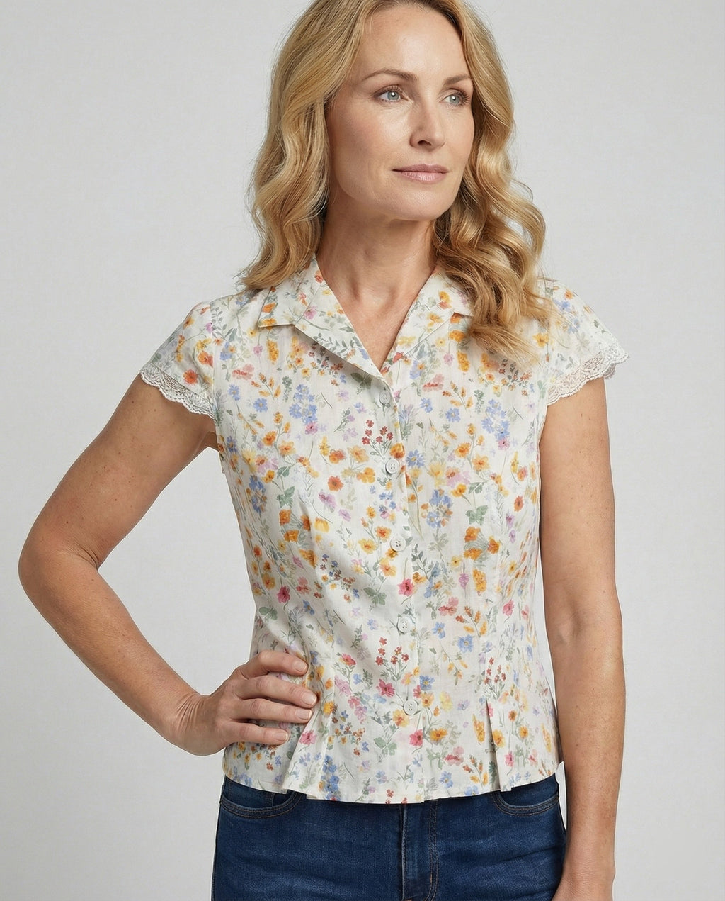 Women's Blouse Top Lace Short Sleeve-https://detail.1688.com/offer/1011521678707.html-Calm Wears-White-S-Calm Wears