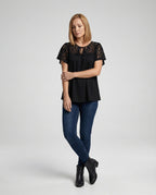 Women's Blouse Top Lace Tunic A-Line-https://detail.1688.com/offer/999165811760.html-Calm Wears-Black-S-Calm Wears