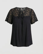 Women's Blouse Top Lace Tunic A-Line-https://detail.1688.com/offer/999165811760.html-Calm Wears-Black-S-Calm Wears