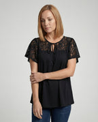 Women's Blouse Top Lace Tunic A-Line-https://detail.1688.com/offer/999165811760.html-Calm Wears-Black-S-Calm Wears