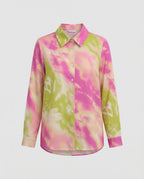 Women's Blouse Top Viscose Batik with Kent Collar-https://detail.1688.com/offer/1019790620481.html-Calm Wears-Rosa-M-Calm Wears