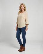 Women's Blouse Top with Ruffle Sleeves Structured-https://detail.1688.com/offer/996376495269.html-Calm Wears-Apricot-S-Calm Wears