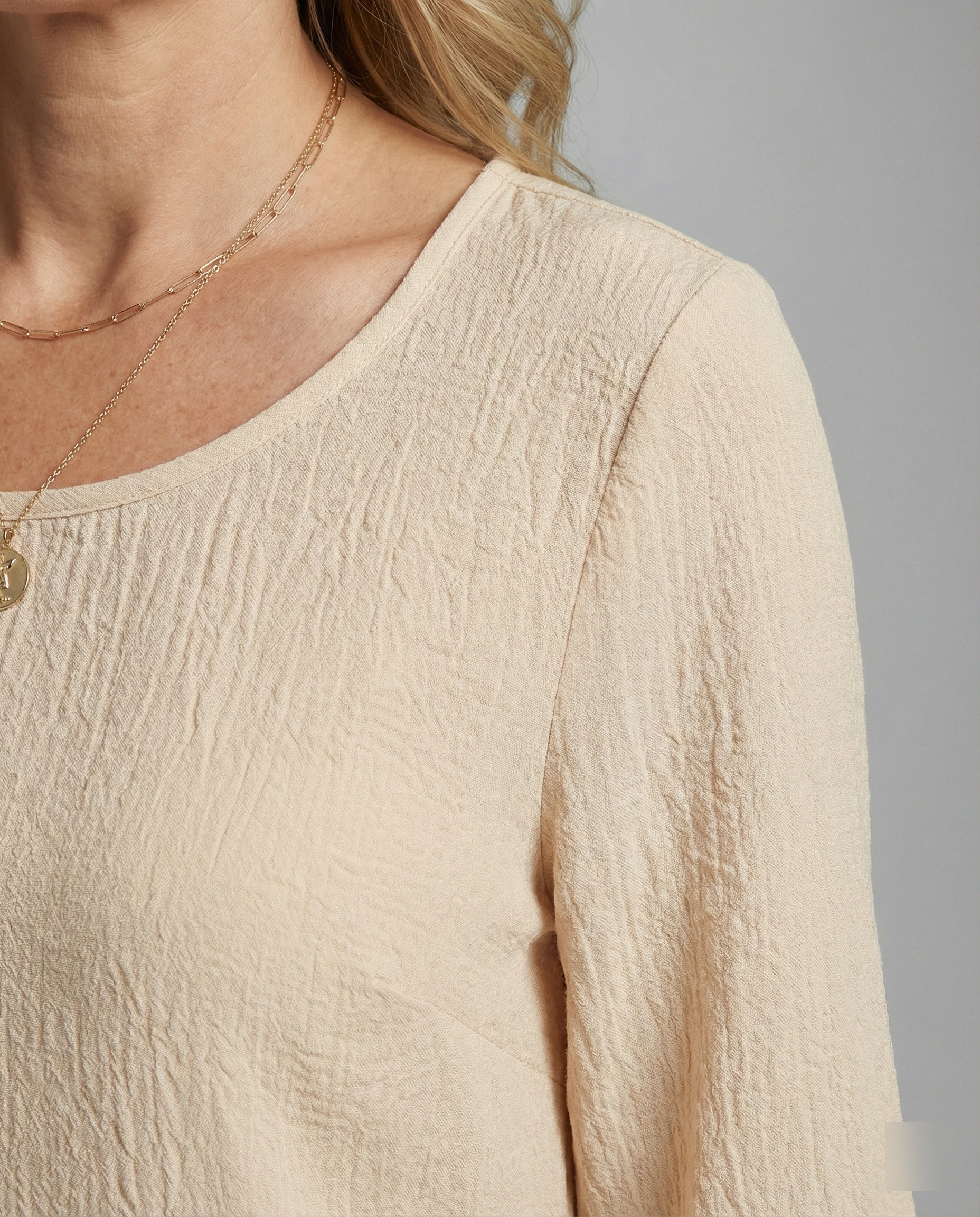 Women's Blouse Top with Ruffle Sleeves Structured-https://detail.1688.com/offer/996376495269.html-Calm Wears-Apricot-S-Calm Wears