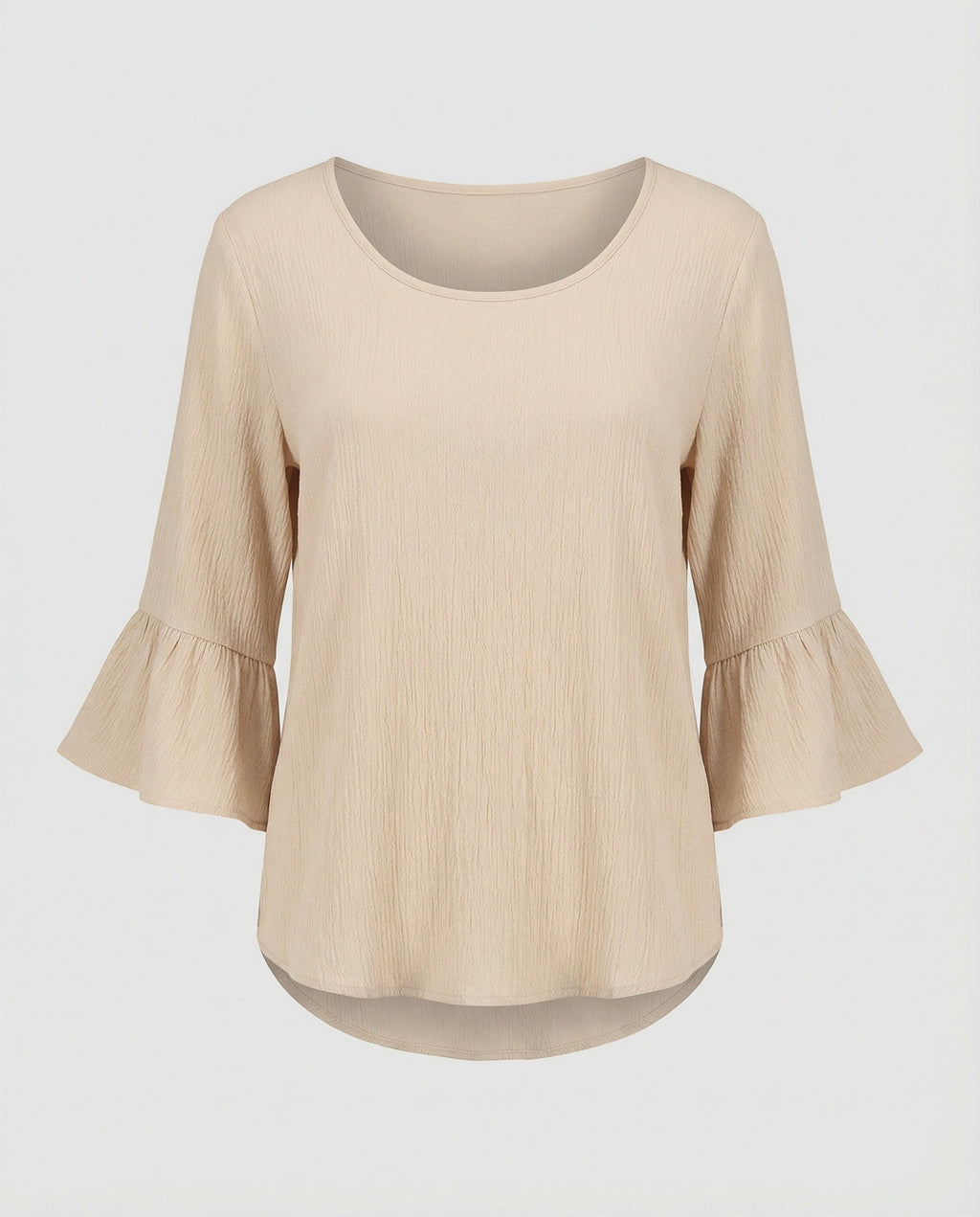 Women's Blouse Top with Ruffle Sleeves Structured-https://detail.1688.com/offer/996376495269.html-Calm Wears-Apricot-S-Calm Wears
