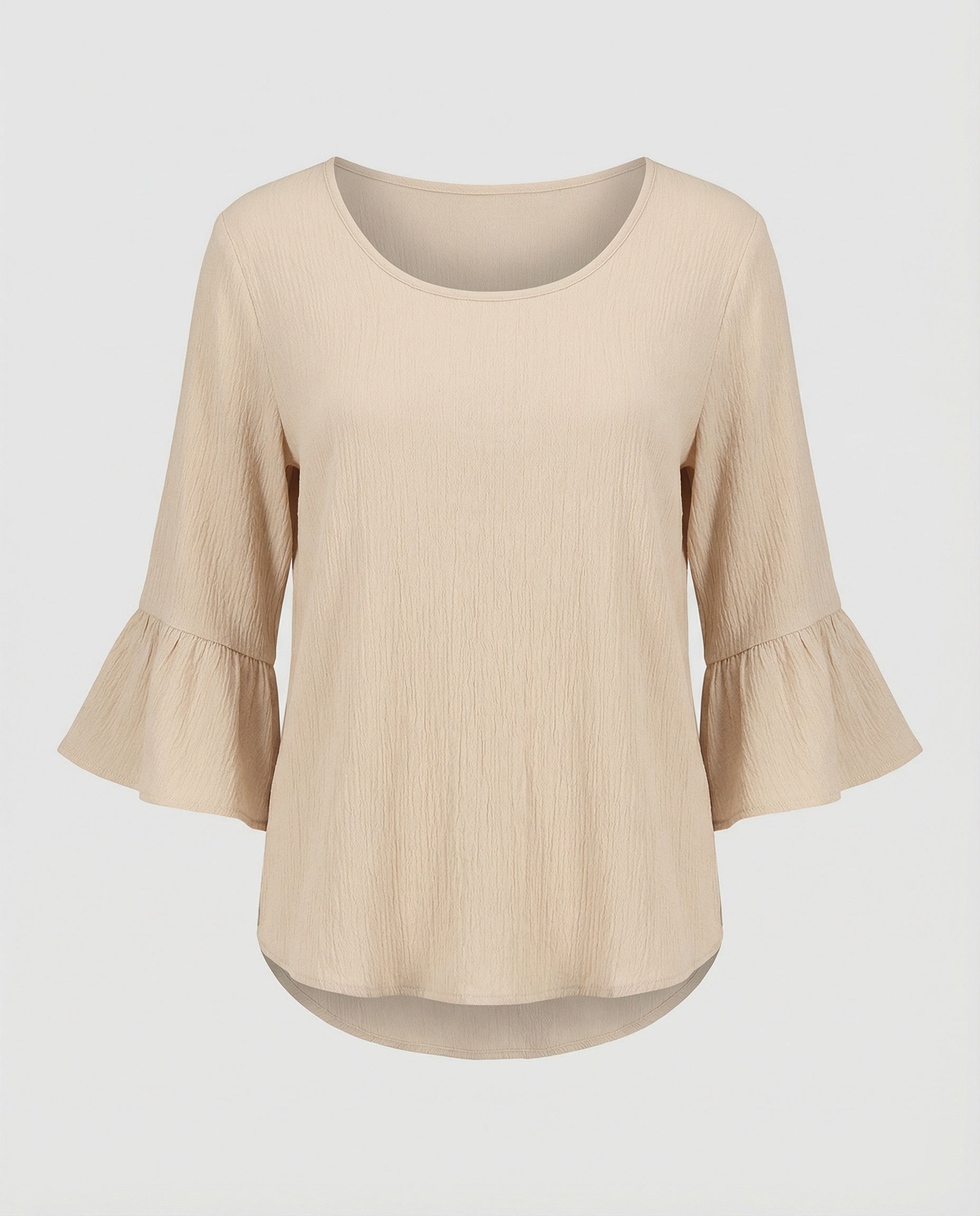 Women's Blouse Top with Ruffle Sleeves Structured-https://detail.1688.com/offer/996376495269.html-Calm Wears-Apricot-S-Calm Wears