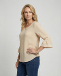 Women's Blouse Top with Ruffle Sleeves Structured-https://detail.1688.com/offer/996376495269.html-Calm Wears-Apricot-S-Calm Wears