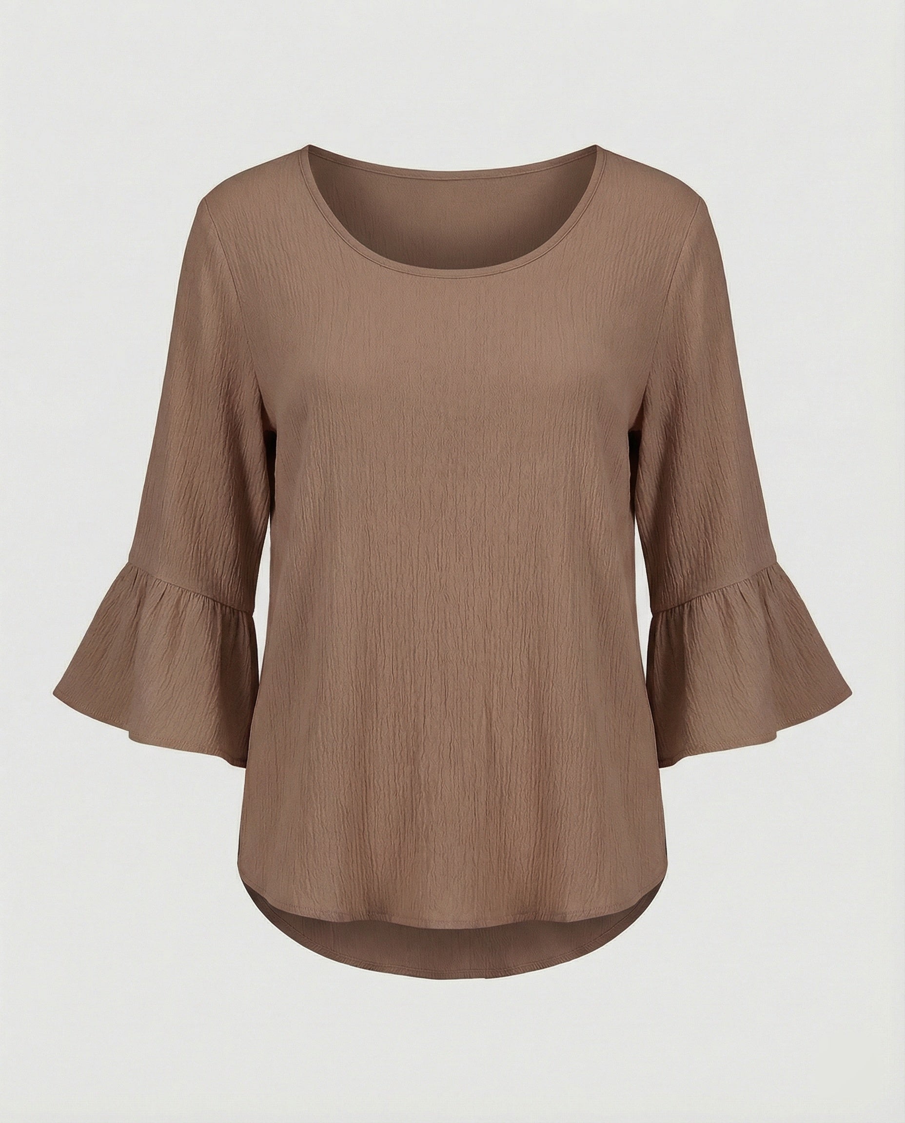 Women's Blouse Top with Ruffle Sleeves Structured-https://detail.1688.com/offer/996376495269.html-Calm Wears-Braun-S-Calm Wears