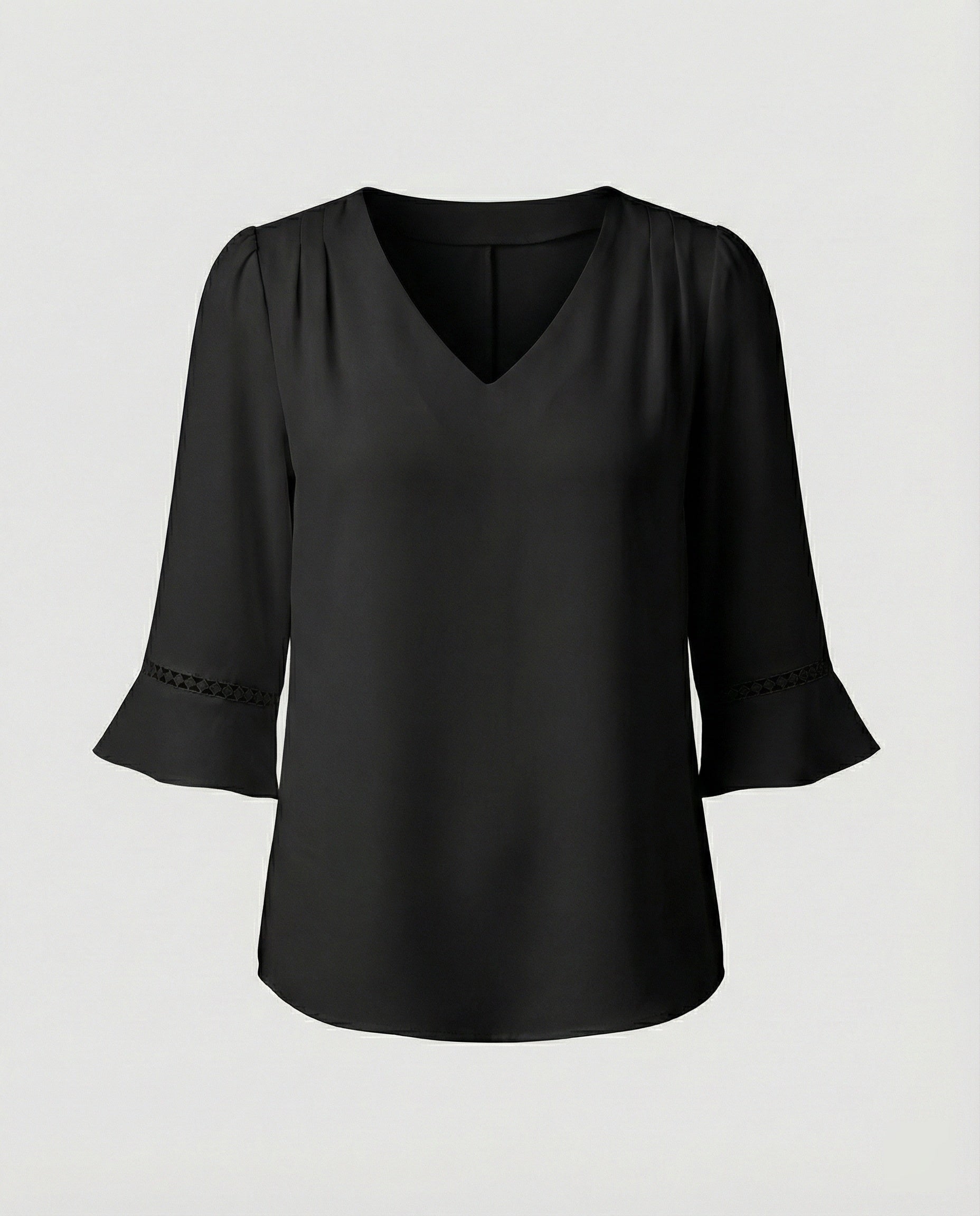 Women's Blouse Top Women's V-Neck Crepe-https://detail.1688.com/offer/1008198943823.html-Calm Wears-Black-S-Calm Wears