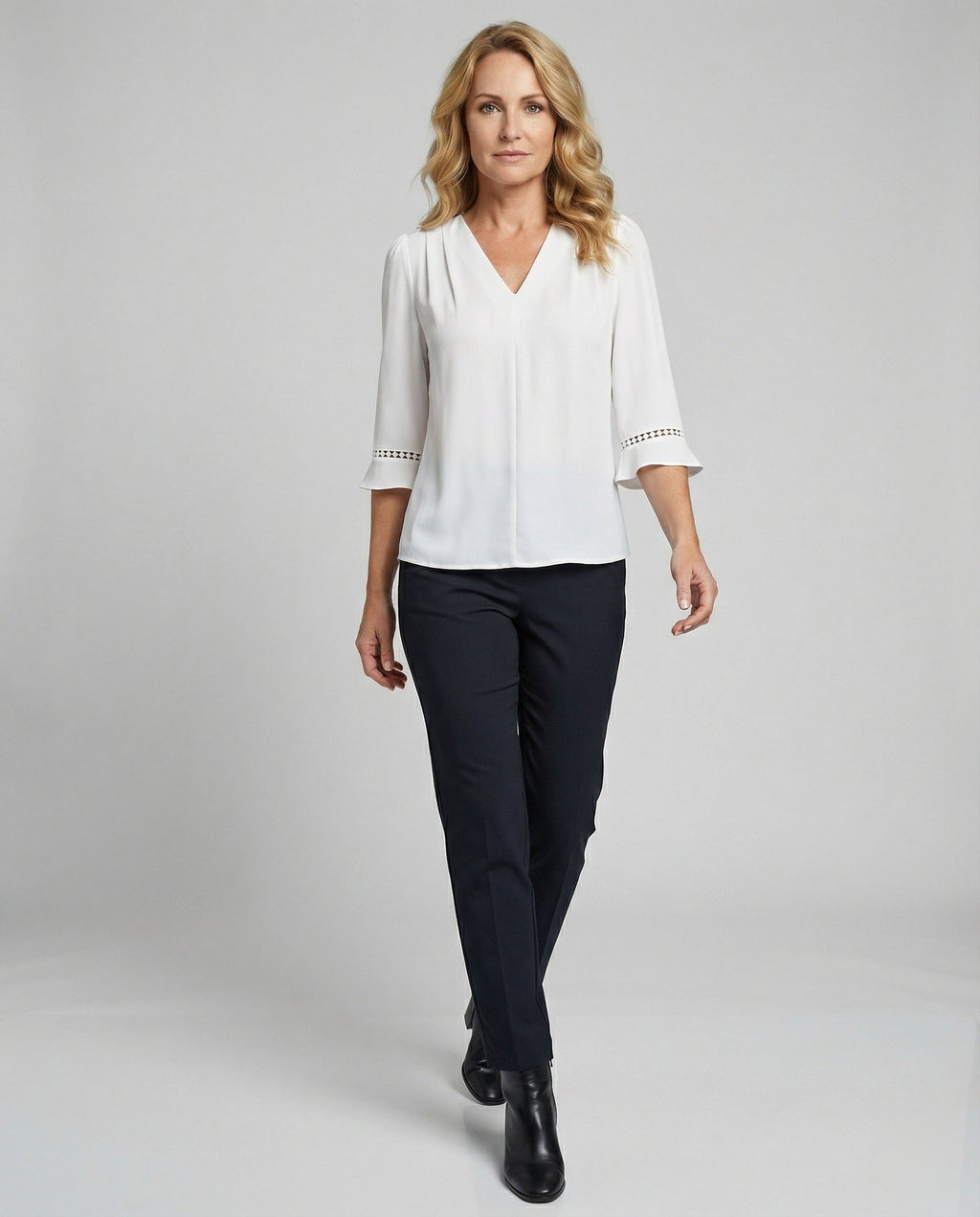 Women's Blouse Top Women's V-Neck Crepe-https://detail.1688.com/offer/1008198943823.html-Calm Wears-White-S-Calm Wears