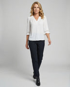 Women's Blouse Top Women's V-Neck Crepe-https://detail.1688.com/offer/1008198943823.html-Calm Wears-White-S-Calm Wears