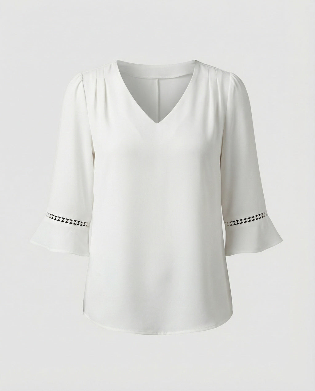 Women's Blouse Top Women's V-Neck Crepe-https://detail.1688.com/offer/1008198943823.html-Calm Wears-White-S-Calm Wears