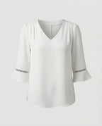 Women's Blouse Top Women's V-Neck Crepe-https://detail.1688.com/offer/1008198943823.html-Calm Wears-White-S-Calm Wears