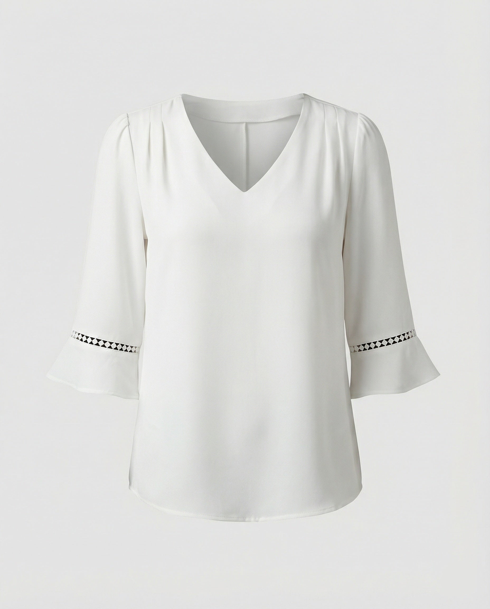 Women's Blouse Top Women's V-Neck Crepe-https://detail.1688.com/offer/1008198943823.html-Calm Wears-White-S-Calm Wears
