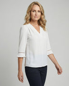 Women's Blouse Top Women's V-Neck Crepe-https://detail.1688.com/offer/1008198943823.html-Calm Wears-White-S-Calm Wears