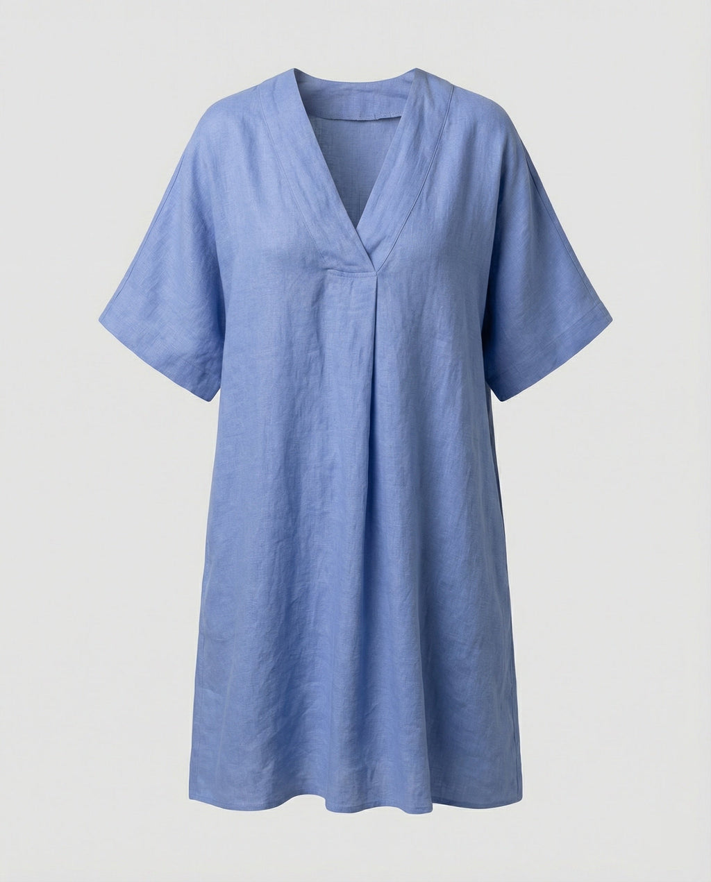 Women's casual linen maxi dress with V-neck and wide-cut sleeves-https://detail.1688.com/offer/901895490032.html-Calm Wears-Blue-S-Calm Wears