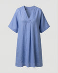 Women's casual linen maxi dress with V-neck and wide-cut sleeves-https://detail.1688.com/offer/901895490032.html-Calm Wears-Blue-S-Calm Wears